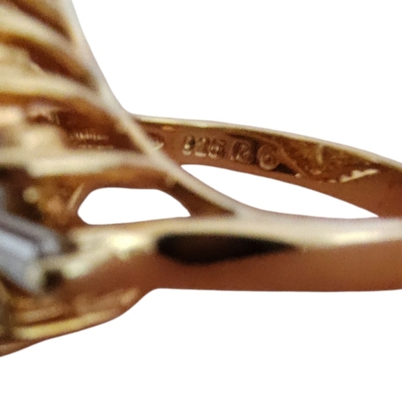 Ross-Simons 925 Gold-Vermeil Marquise & Baguette CZ Cocktail Ring – Size 6 - Picture 10 of 11